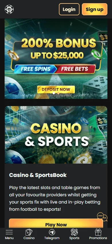 WSM Casino mobile browser homepage on a smartphone